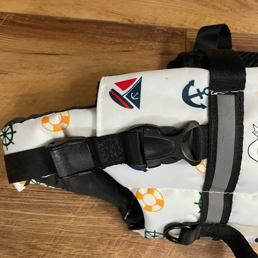 Paws Aboard White Nautical Dog Life Jacket XS